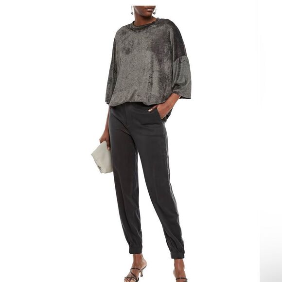 IRO  Parada gray velvet velour oversized tee in Anthracite- Size XXS - Picture 1 of 8